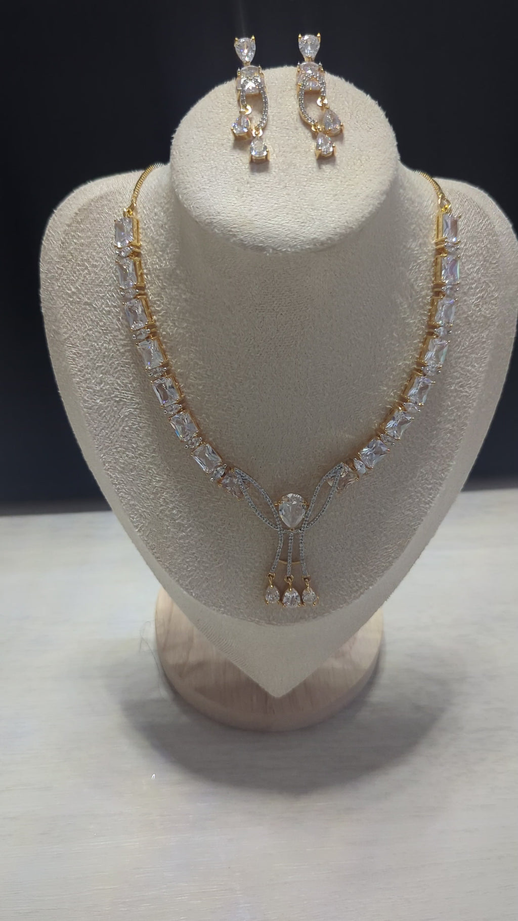 Seraphina - Necklace & Earring Set Exceptional Quality CZ Clear Stones. 22ct Gold plating. Opulent Design