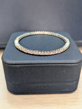 Alexandria Delicate- Pink Topaz Bangle Exceptional Quality CZ Clear Stones. White Gold plating. Opulent Design