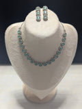 Isabella Mint Green CZ Necklace Earrings Set – Exceptional Quality Opulent Design, Clear Stones
