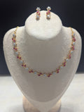 Juliette Necklace Earring Set – Exceptional Quality 22ct Gold Plated Flower Design with Pink and Clear Stones