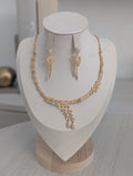 Illiana - Necklace & Earring Set Exceptional Quality CZ Clear Stones. 22ct Gold plating. Opulent  Design