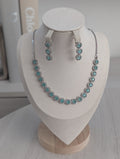 Isabella Mint Green CZ Necklace Earrings Set – Exceptional Quality Opulent Design, Clear Stones