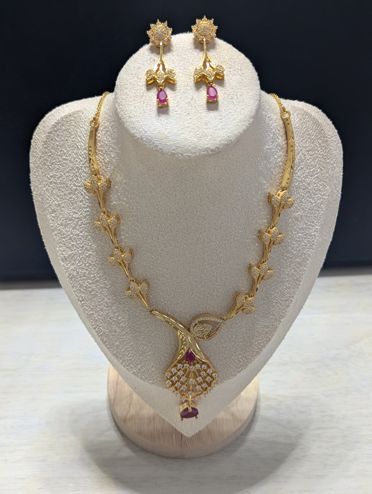 Mariposa - Necklace & Earring Set Exceptional Quality CZ Clear Stones. 22ct Gold plating. Opulent  D