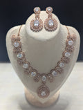 Eugenie - Rose Gold Necklace & Earring Set Exceptional Quality CZ Clear Stones. Rose Gold plating. Opulent Design