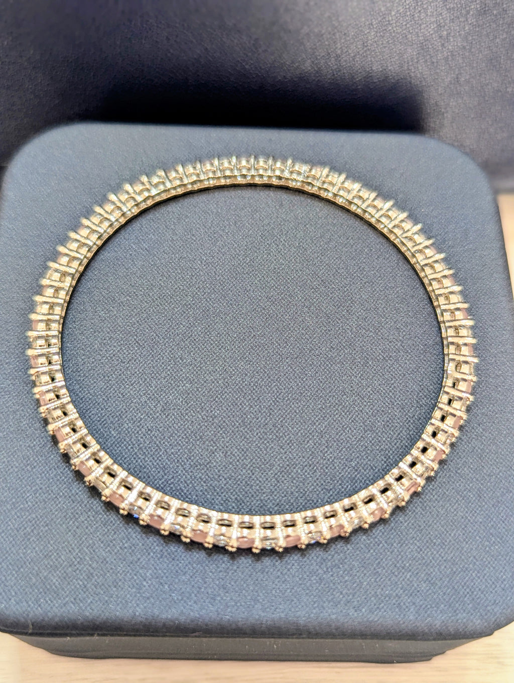 Alexandria Delicate- Pink Topaz Bangle Exceptional Quality CZ Clear Stones. White Gold plating. Opulent Design