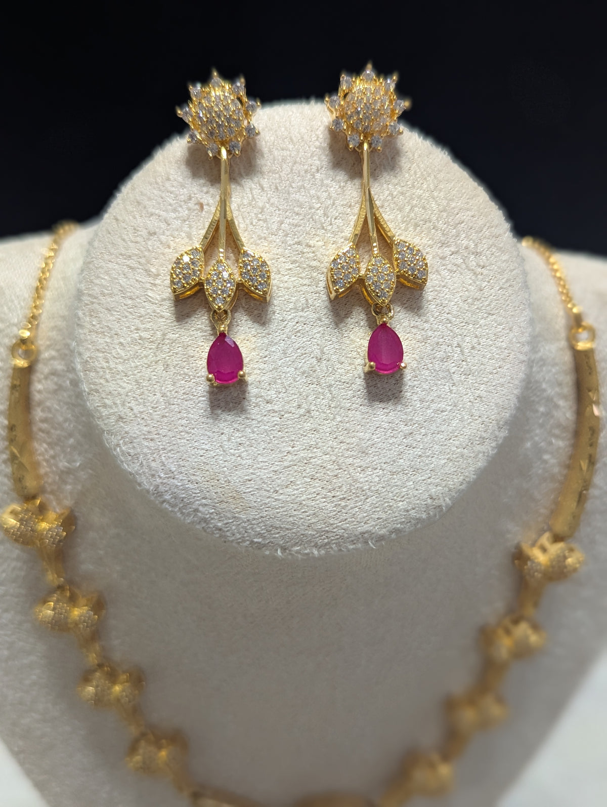 Mariposa - Necklace & Earring Set Exceptional Quality CZ Clear Stones. 22ct Gold plating. Opulent  D