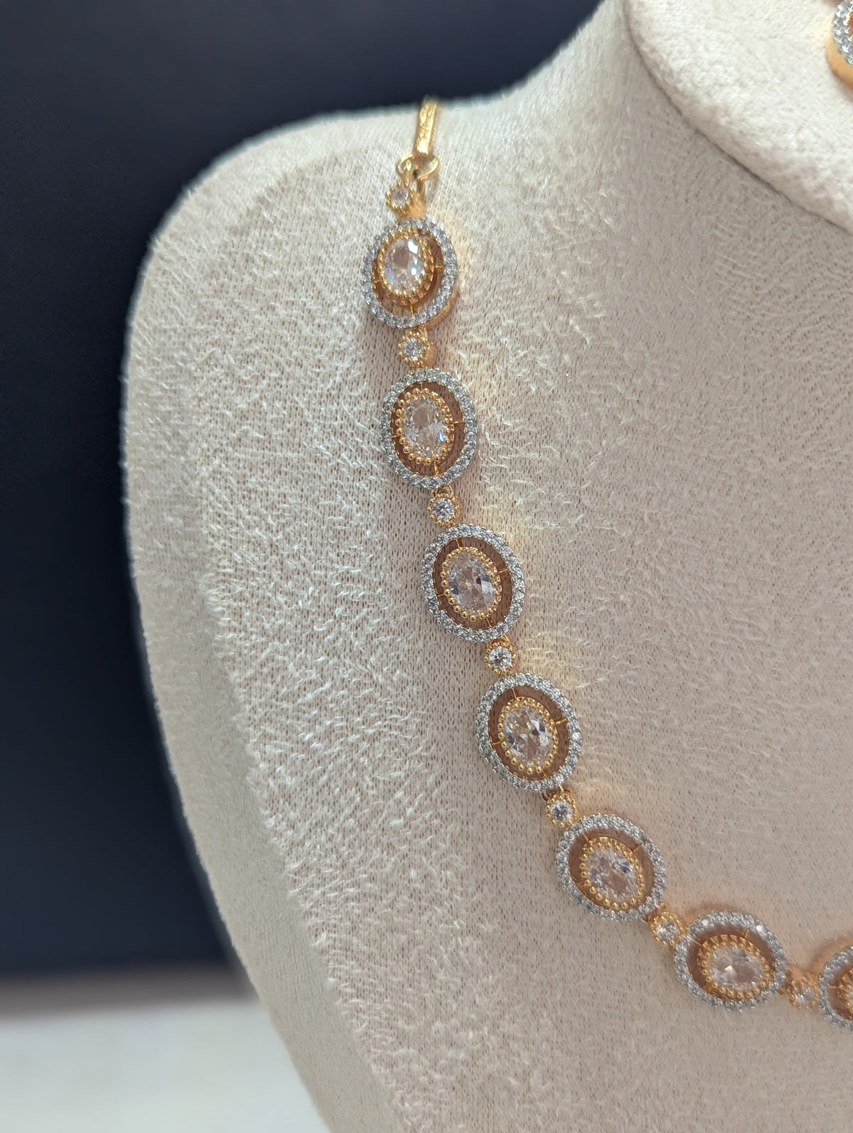 Eleanor 22ct Gold Plated Exceptional Quality CZ Stone Necklace and Earrings Set – Opulent Jewelry
